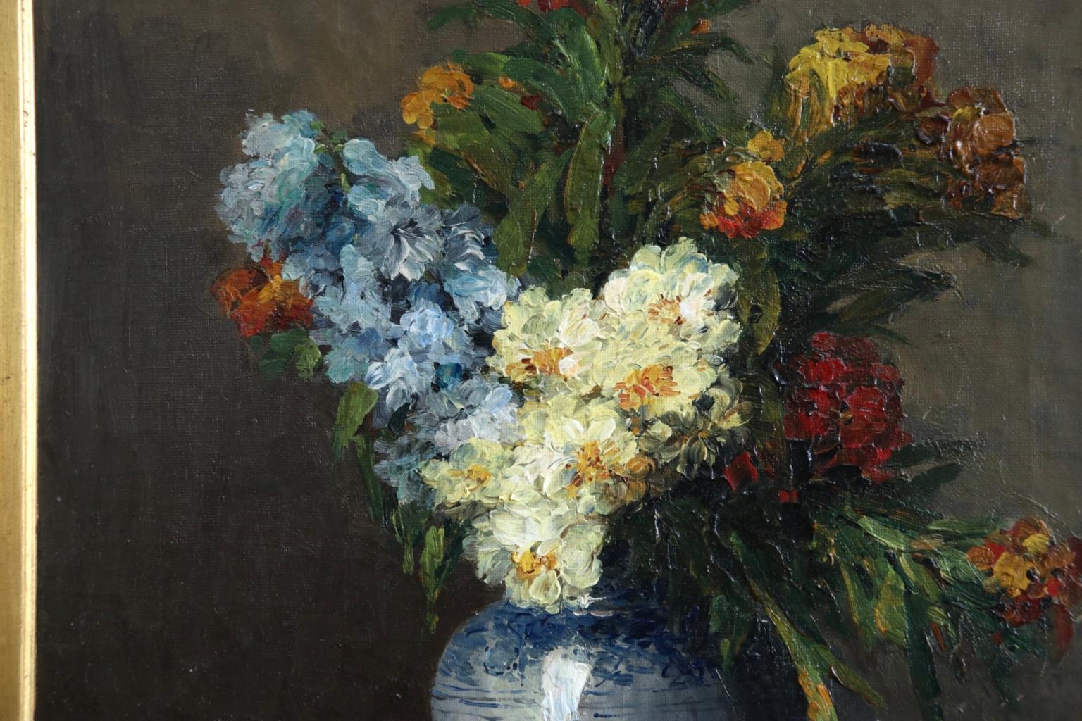 Fleurs - Impressionist Oil, Still Life of Flowers in a Vase by Ernest Quost 2