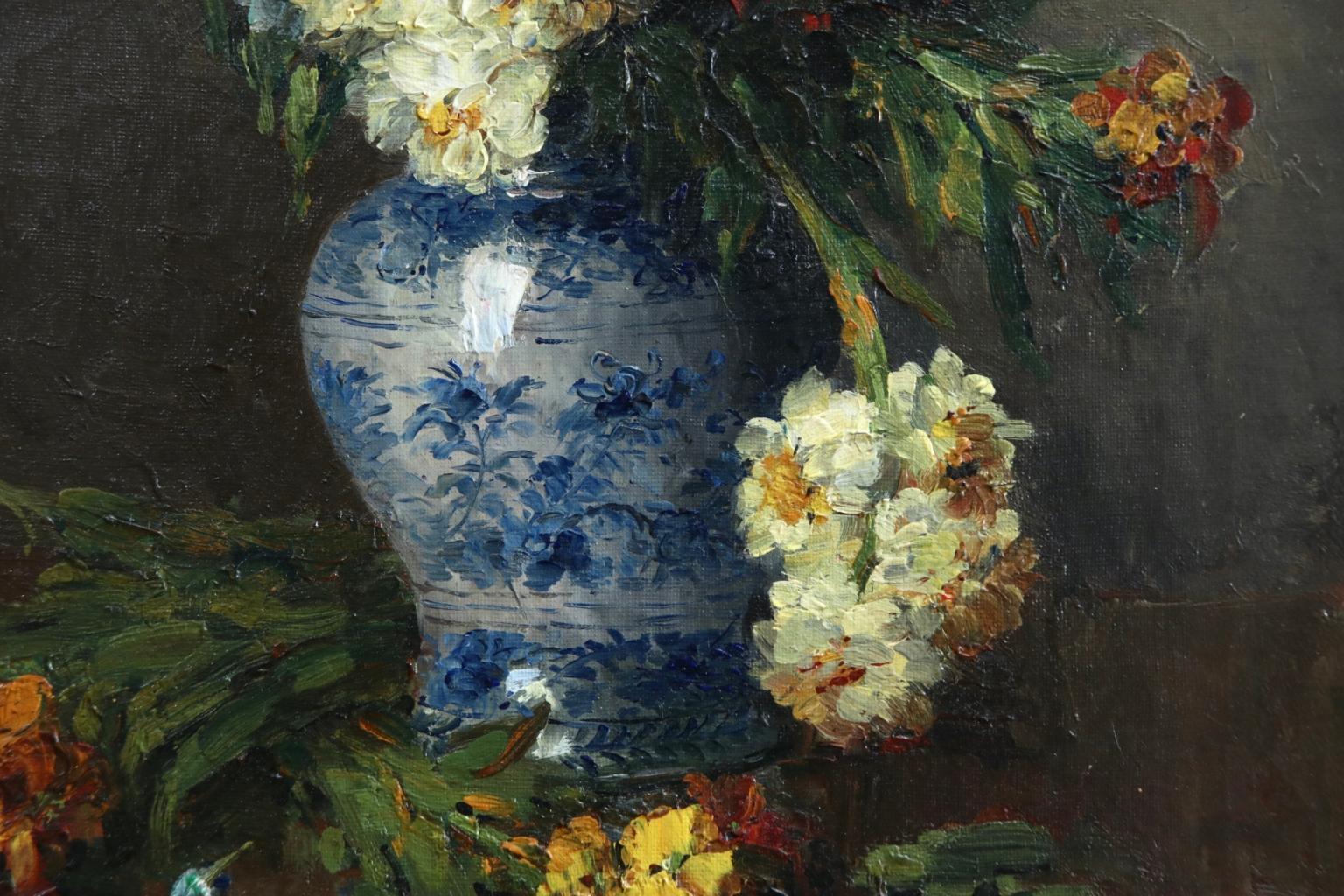 Fleurs - Impressionist Oil, Still Life of Flowers in a Vase by Ernest Quost 4