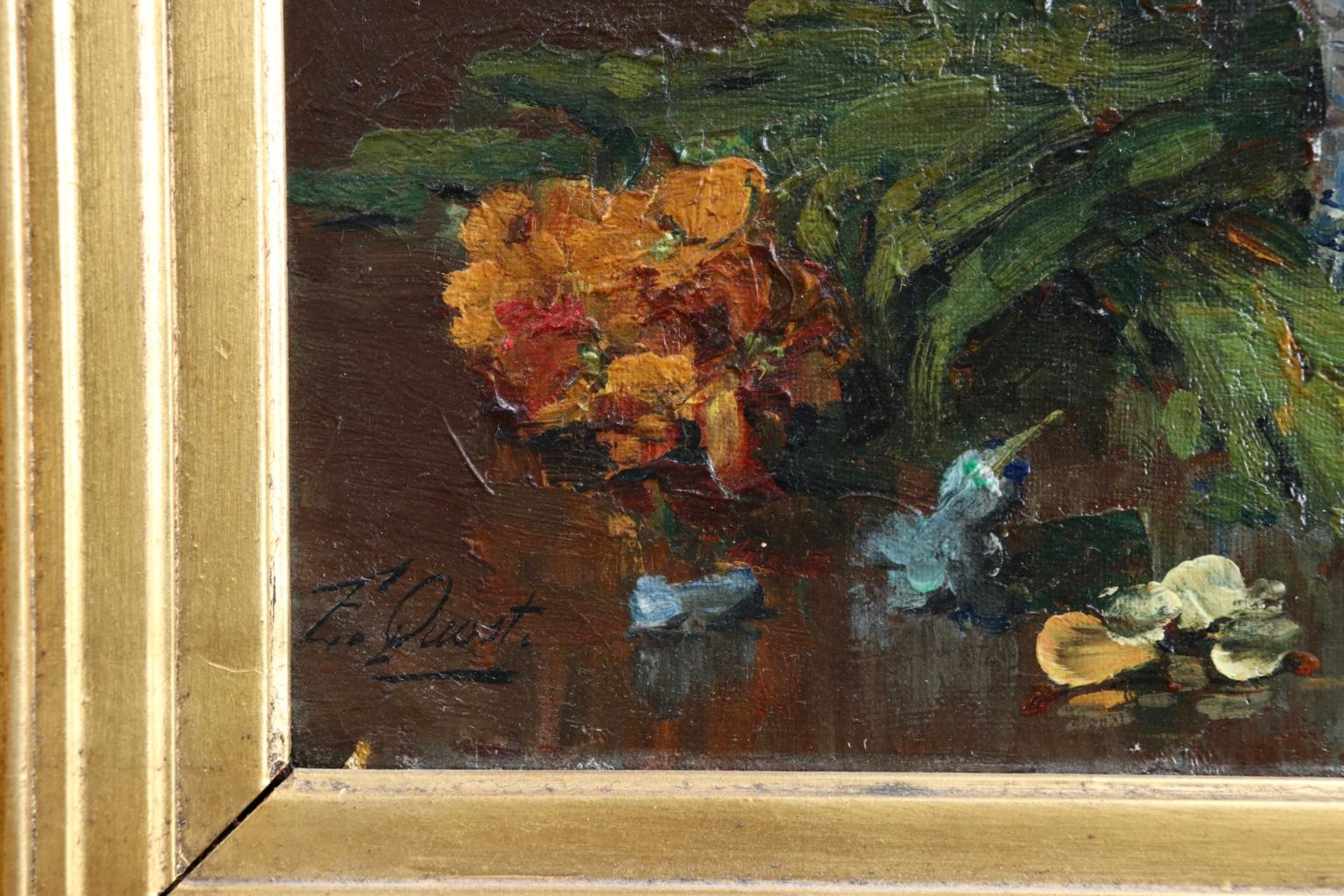 Fleurs - Impressionist Oil, Still Life of Flowers in a Vase by Ernest Quost 5