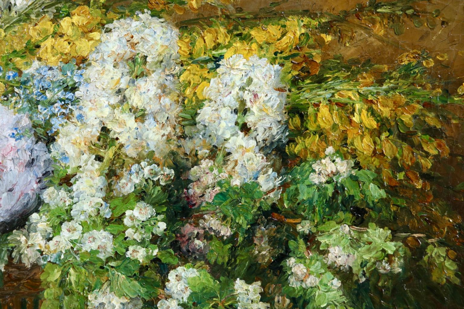 Fleurs - Impressionist Oil, Still Life of Flowers in a Basket by Ernest Quost 6