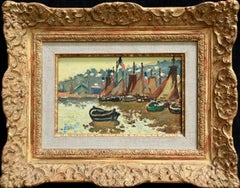 Honfleur - Huile post-impressionniste:: Bateaux dans un paysage marin par Henri de Saint-Delis