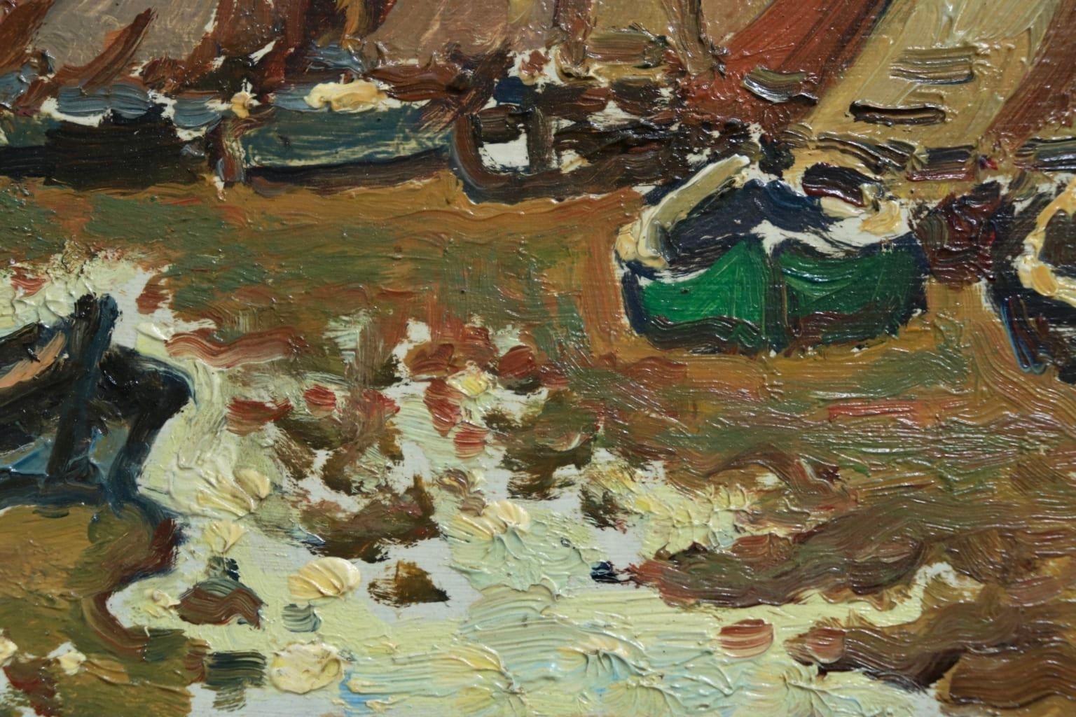 Honfleur - Post Impressionist Oil, Boats in Seascape by Henri de Saint-Delis 2