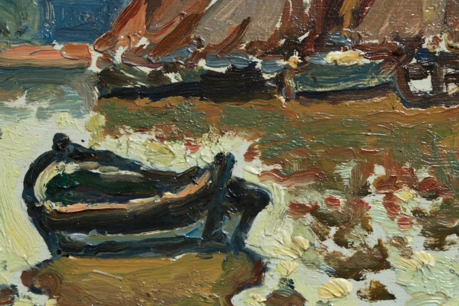 Honfleur - Post Impressionist Oil, Boats in Seascape by Henri de Saint-Delis 3