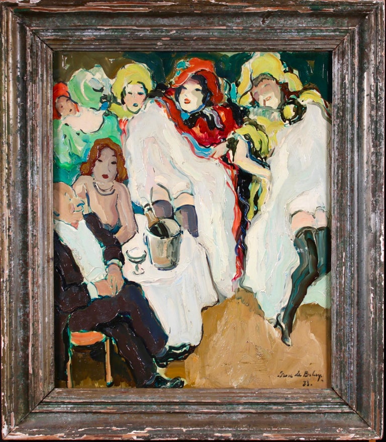 Le Can Can - Bal Tabarin - Post Impressionist Figurative Oil - Pierre de Belay - Post-Impressionist Painting by Pierre de Belay