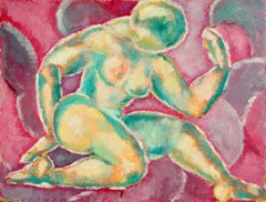 Nu - Cubist Oil, Figure of Nude Woman by Lois Hutton