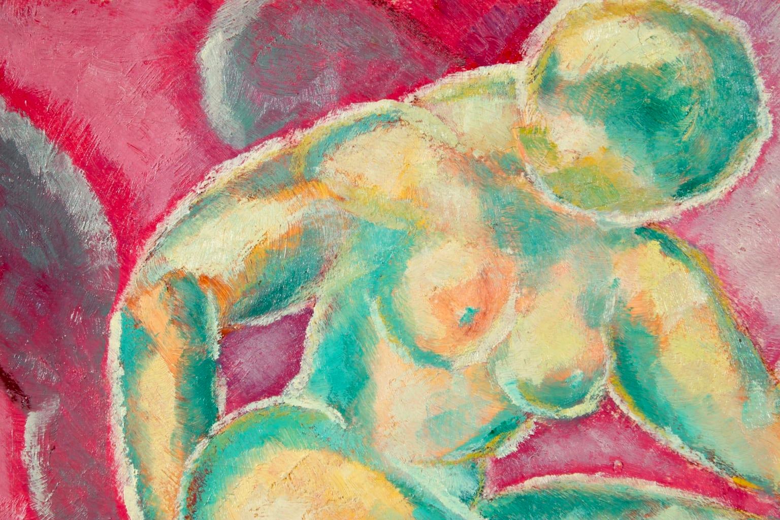 Nu - Cubist Oil, Figure of Nude Woman by Lois Hutton 2