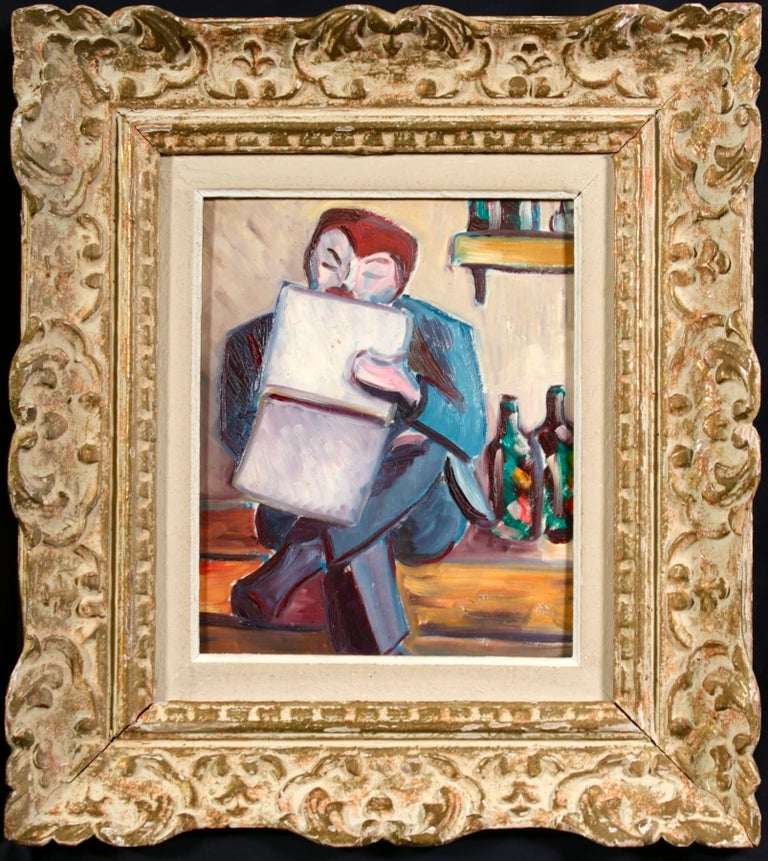 Une Artiste - Cubist Oil, Portrait of Artist in Interior by Lois Hutton For Sale 1