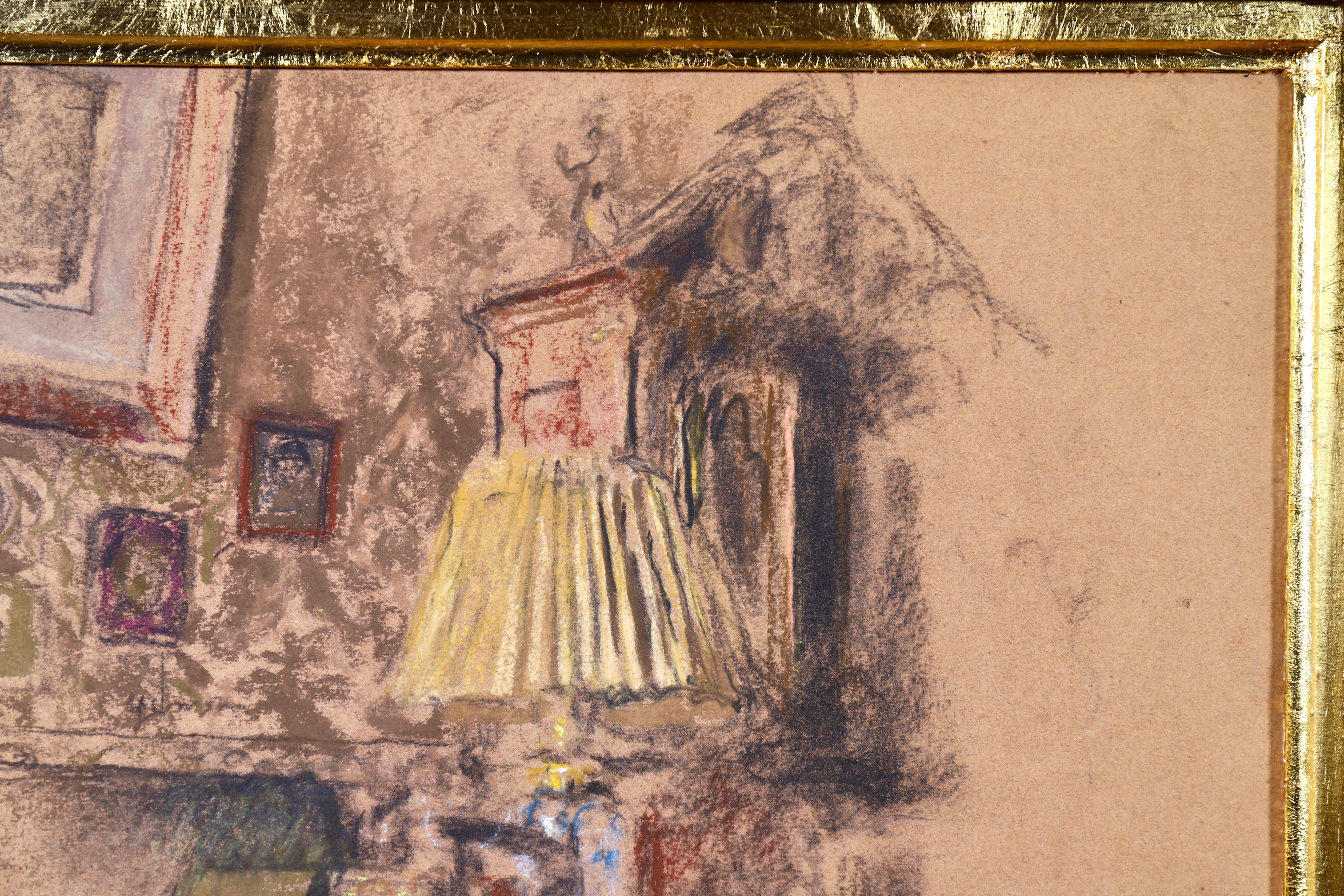 L'abat-jour jaune - Nabis Pastel, Study of Interior by Edouard Vuillard 1
