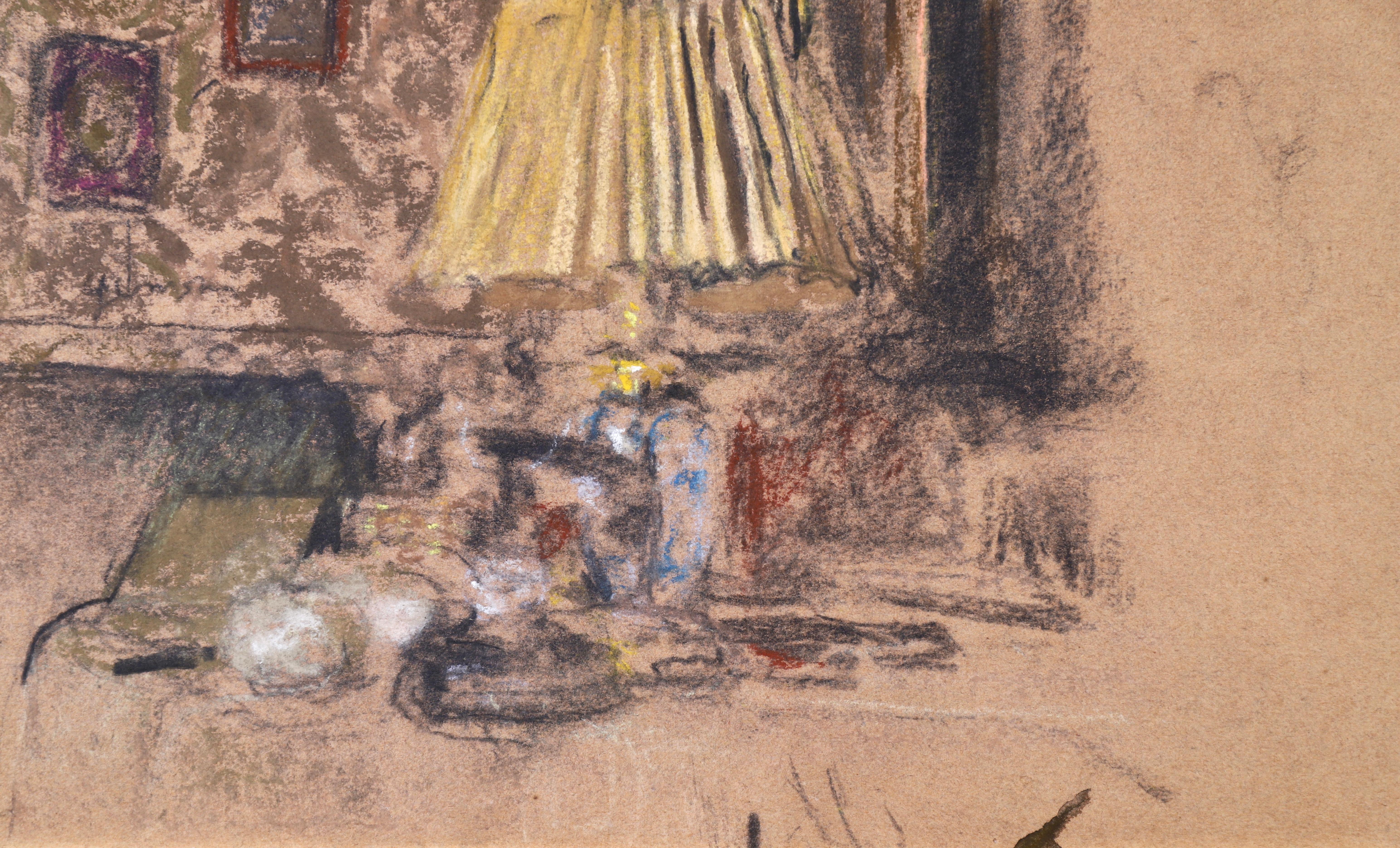 L'abat-jour jaune - Nabis Pastel, Study of Interior by Edouard Vuillard 4