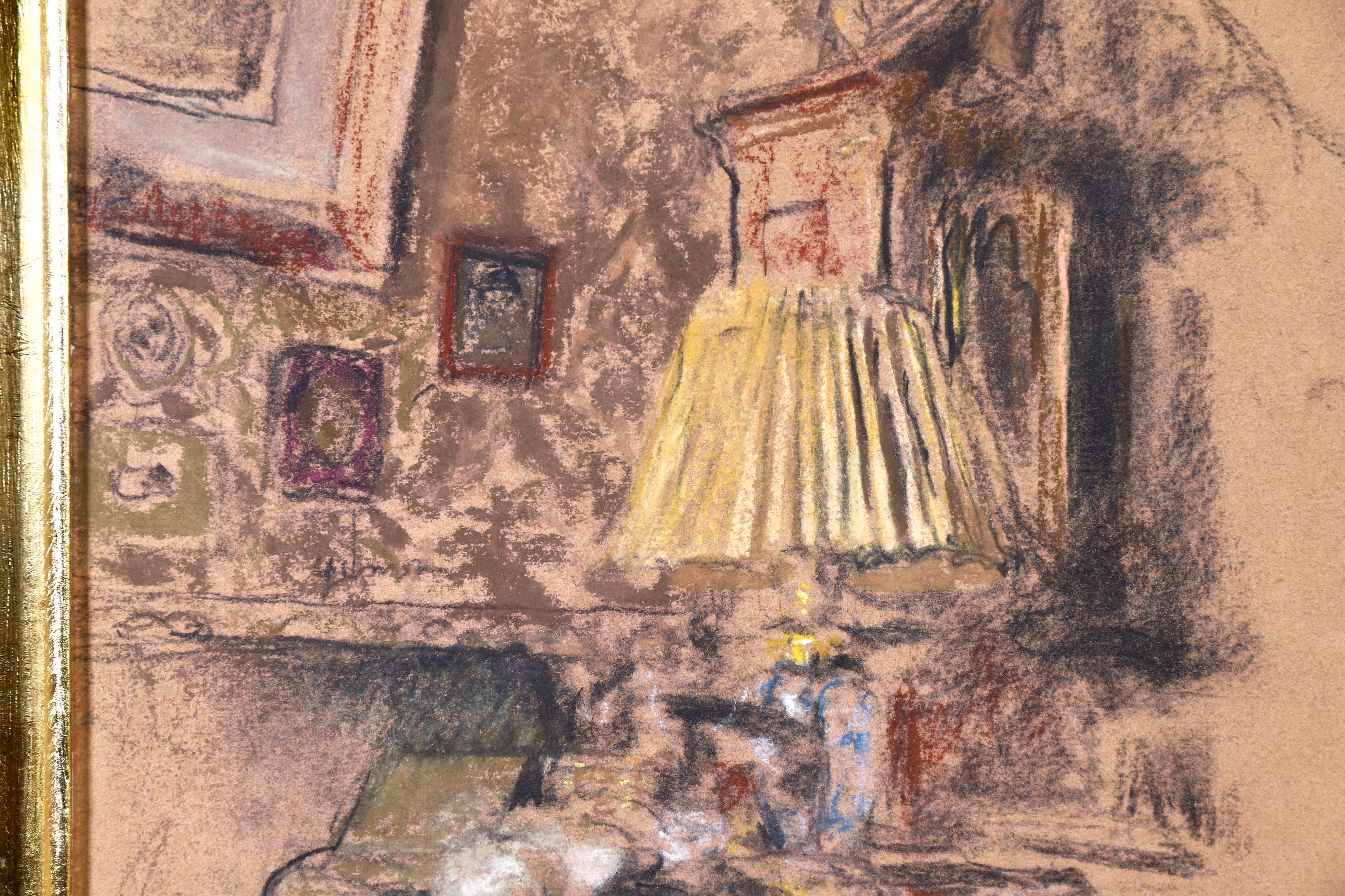 L'abat-jour jaune - Nabis Pastel, Study of Interior by Edouard Vuillard 6