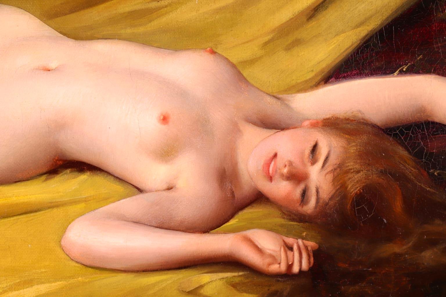 Seduction - Orientalist Oil, Nude Female Figure in Interior by Luis Falero 2
