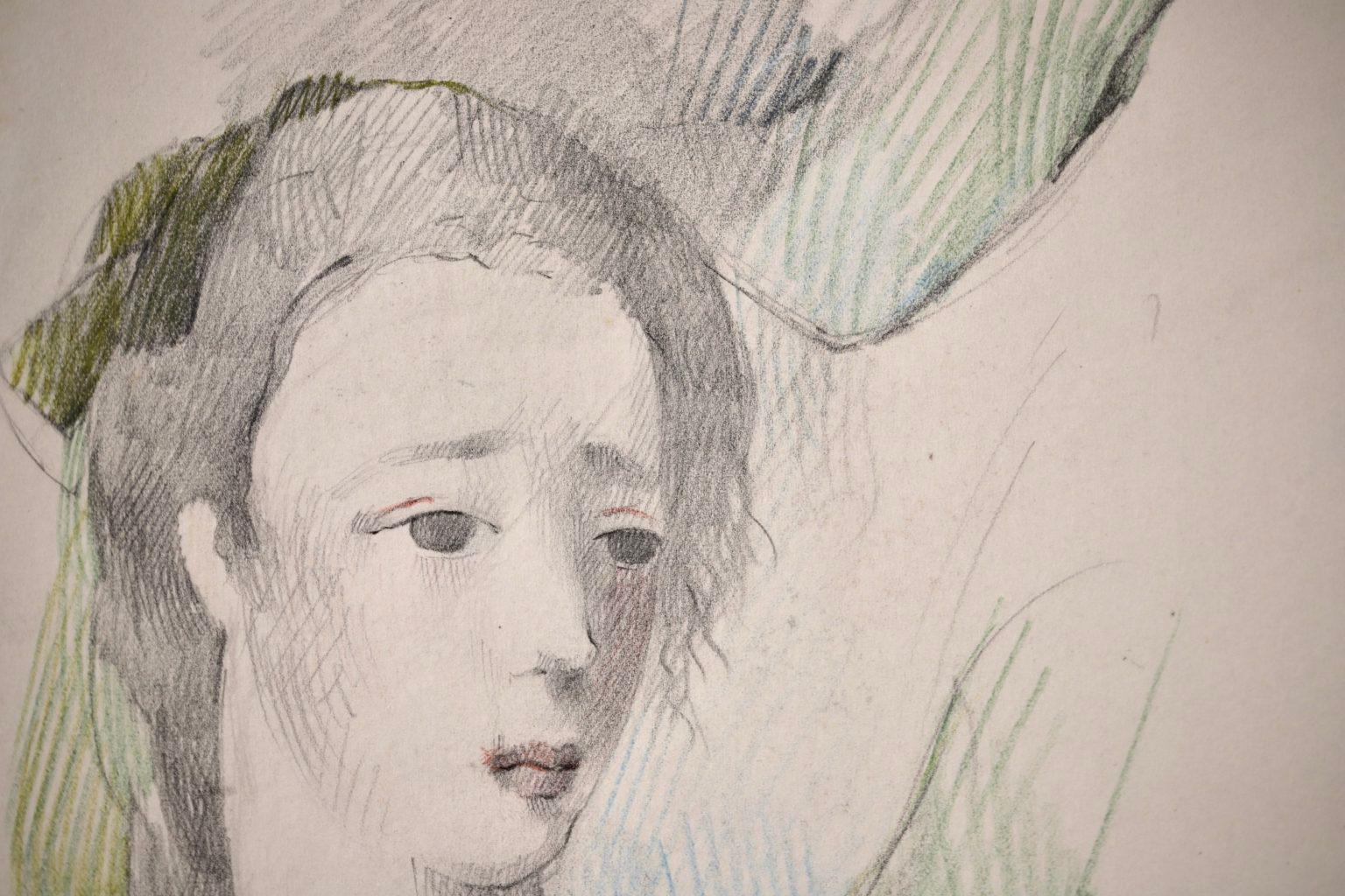 Portrait de Femme - Cubist Pencil Drawing, Portrait of Woman by Marie Laurencin 2