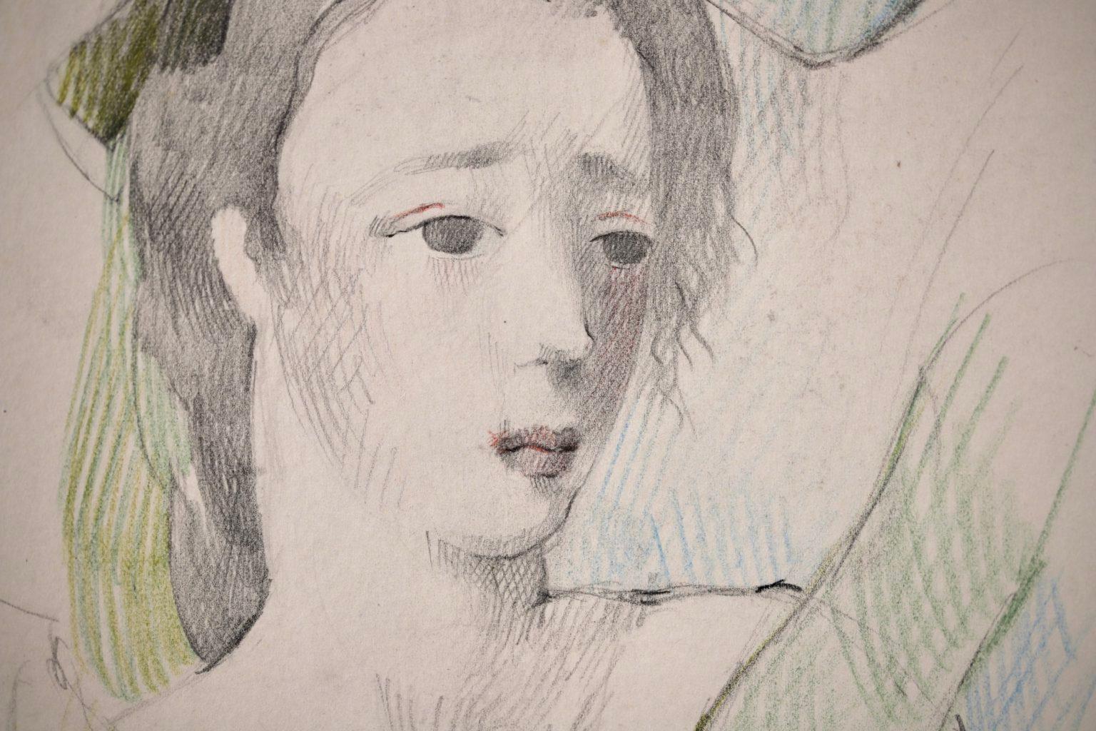 Portrait de Femme - Cubist Pencil Drawing, Portrait of Woman by Marie Laurencin 4