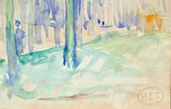 L'allee d'arbres - Impressionist Watercolor, Landscape by Henri Edmond Cross