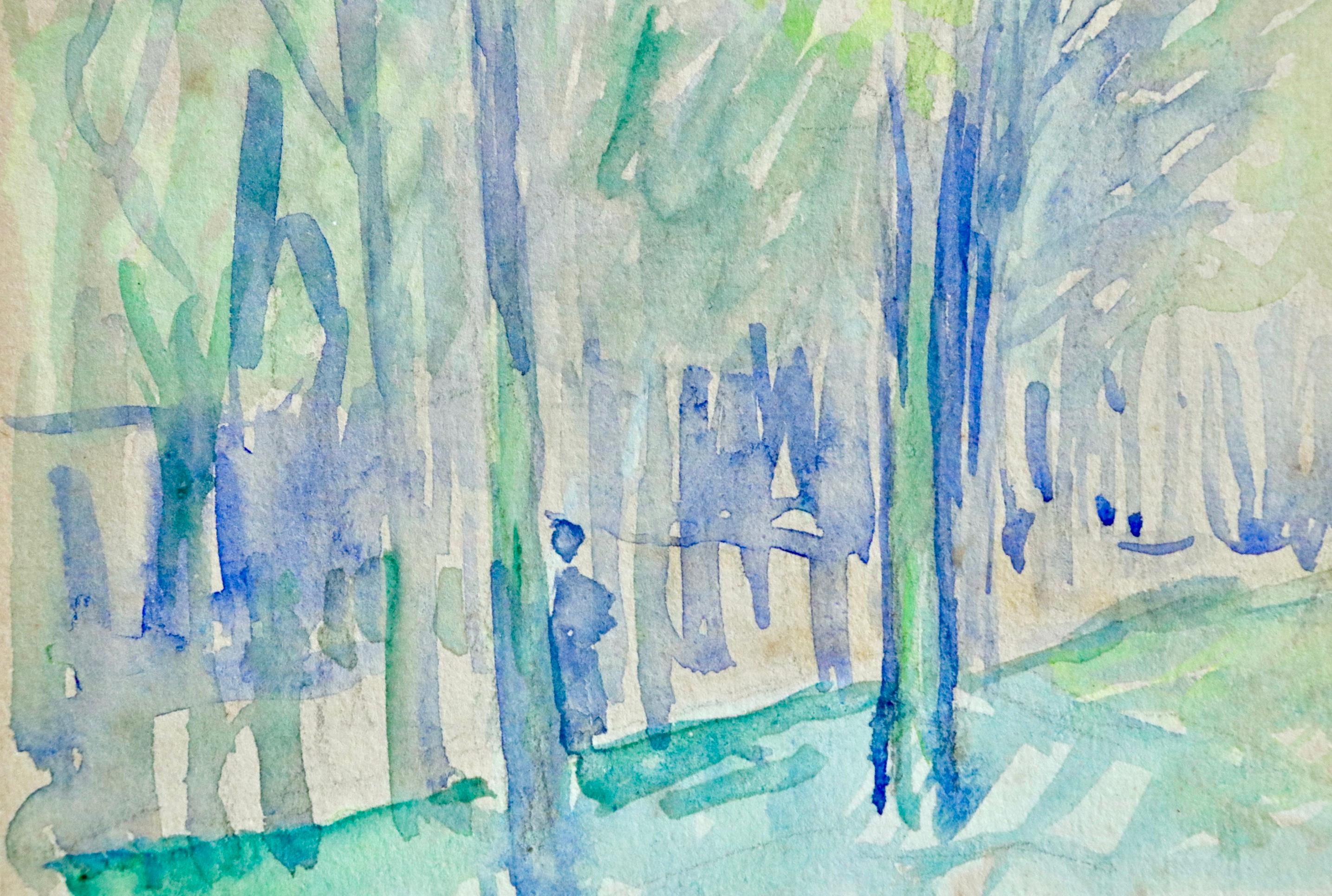 L'allee d'arbres - Impressionist Watercolor, Landscape by Henri Edmond Cross 2