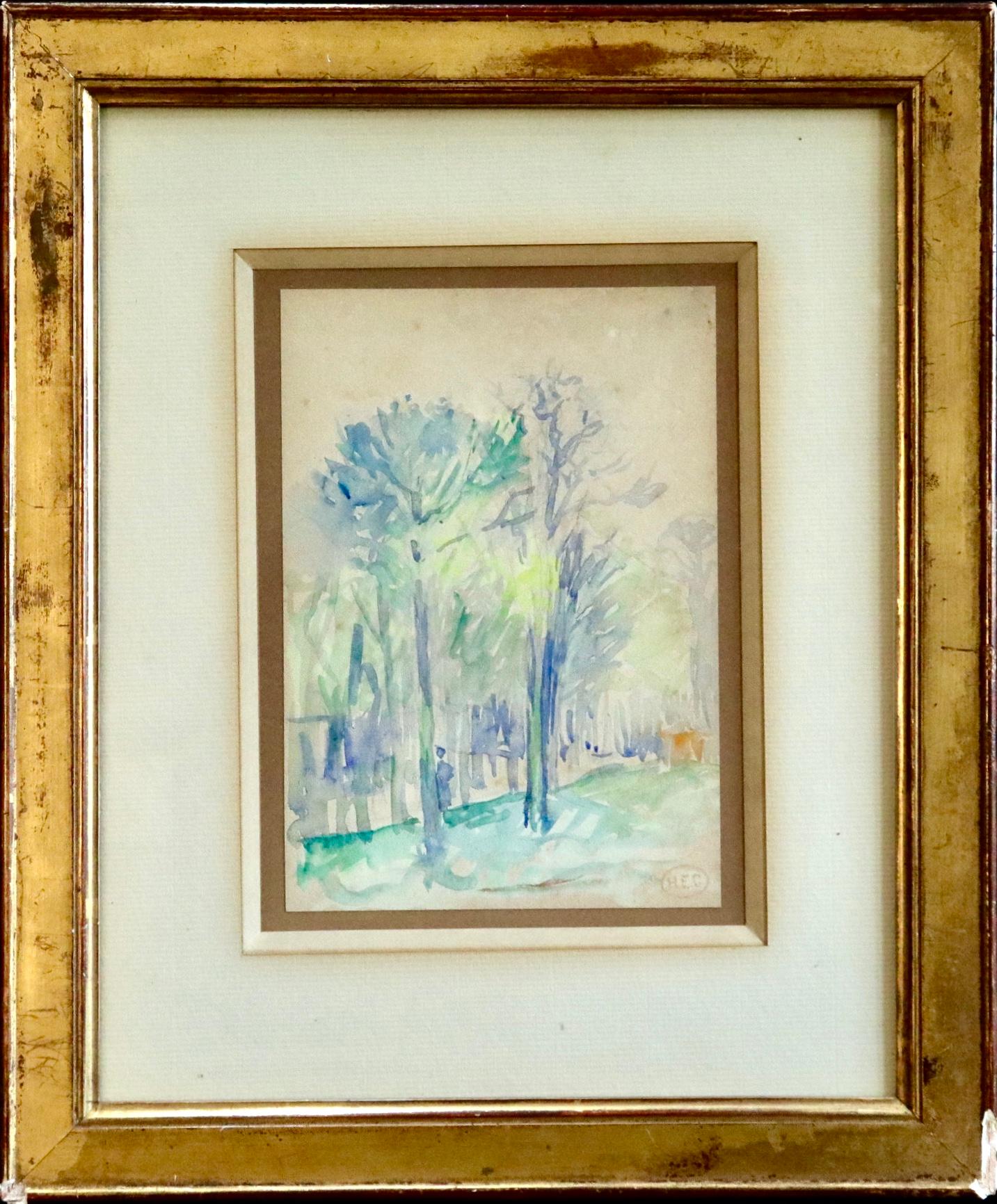 L'allee d'arbres - Impressionist Watercolor, Landscape by Henri Edmond Cross 3