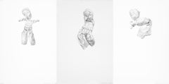 Something to Live For 1, 2, and 3pm, gray realist figurative graphite drawing