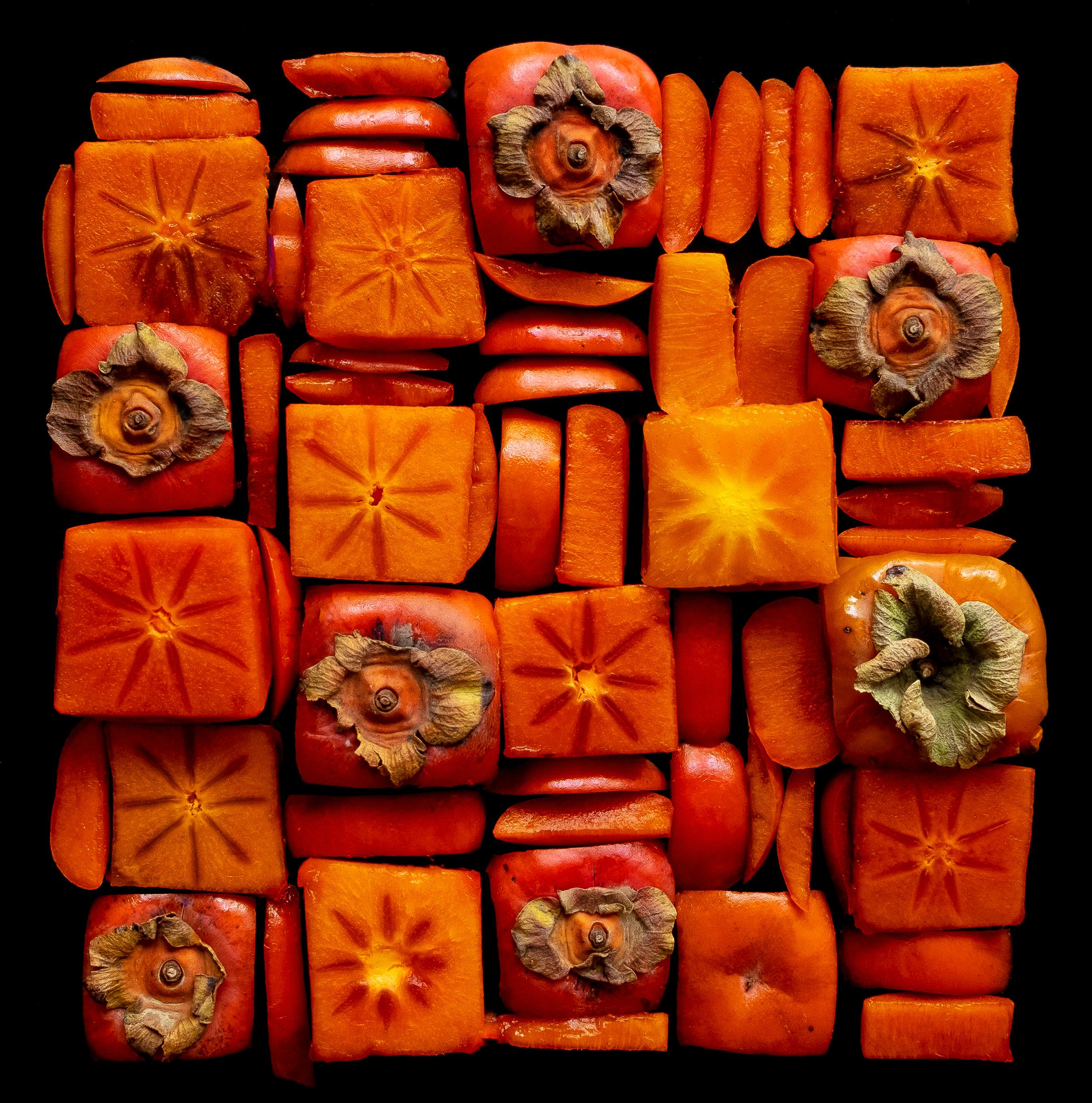 Sarah Phillips celebrates the imperfectability of organic design in her "Ugly Produce" photographs. Fresh, vibrant, and slightly off-kilter, Phillips arranges her fruits and vegetables into dizzying, textile-like patterns and surreal scenes. Her