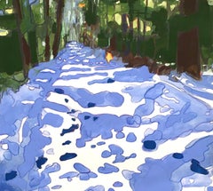 Peinture à la gouache impressionniste abstraite colorée « Snowy Walk » (la marche des neiges)