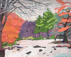 Campo de invierno, pintura paisajística abstracta en acuarela, 2021