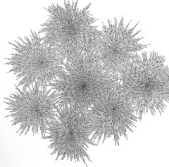 Flit, dibujo geométrico abstracto en tinta blanca y negra sobre papel, 2022