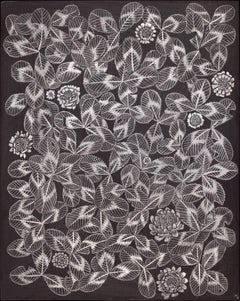 Trèfle 3, 2023, graphite sur panneau préparé, dessin de nature morte botanique