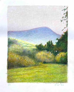 dessin de paysage abstrait au crayon en couleur 8-6-22