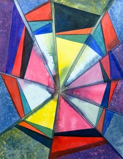 This One, Small Radiant Geometric Starburst in Vibrant Watercolor