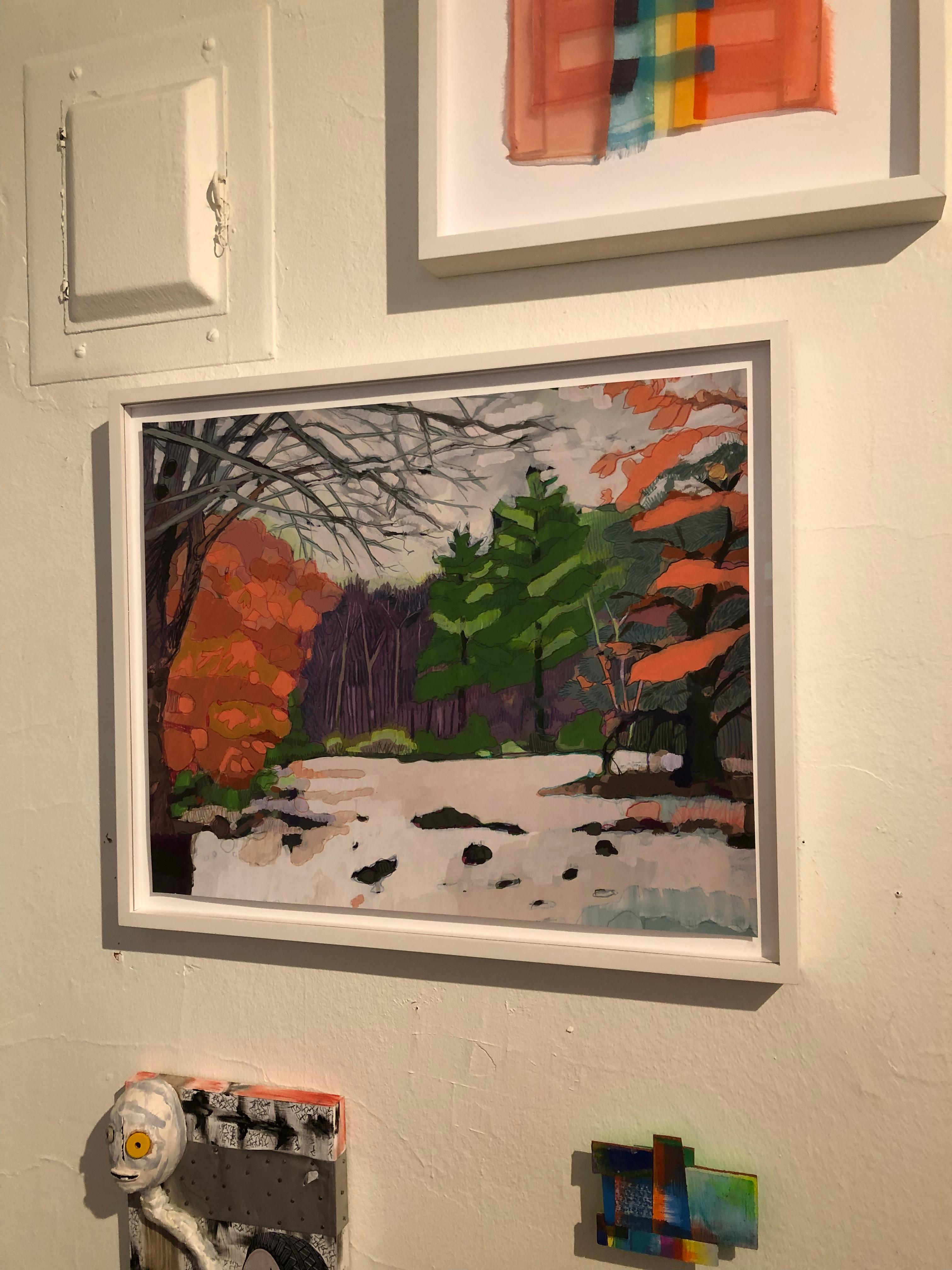 Winterfeld, abstraktes Aquarell-Landschaftsgemälde, 2021 – Art von Sandy Litchfield