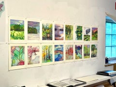 5-15-22, Impressionist, abstracted landscape drawing with colored pencil