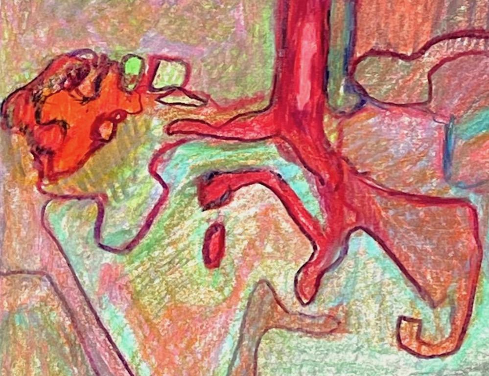 5-15-22, Impressionista, disegno di paesaggio astratto con matita colorata - Abstract Drawing Beige di Sandy Litchfield