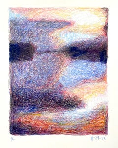 6-29-22, Impressionist, abstracted landscape drawing with colored pencil