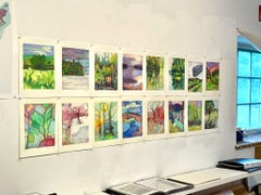 6-29-22, Impressionist, abstracted landscape drawing with colored pencil