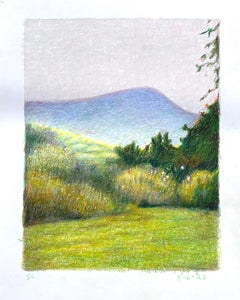 8-6-22, Impressionist, abstracted landscape drawing with colored pencil