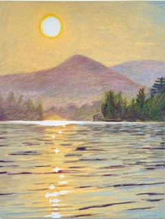 Lake 5 (sunset), post-impressionistic landscape drawing