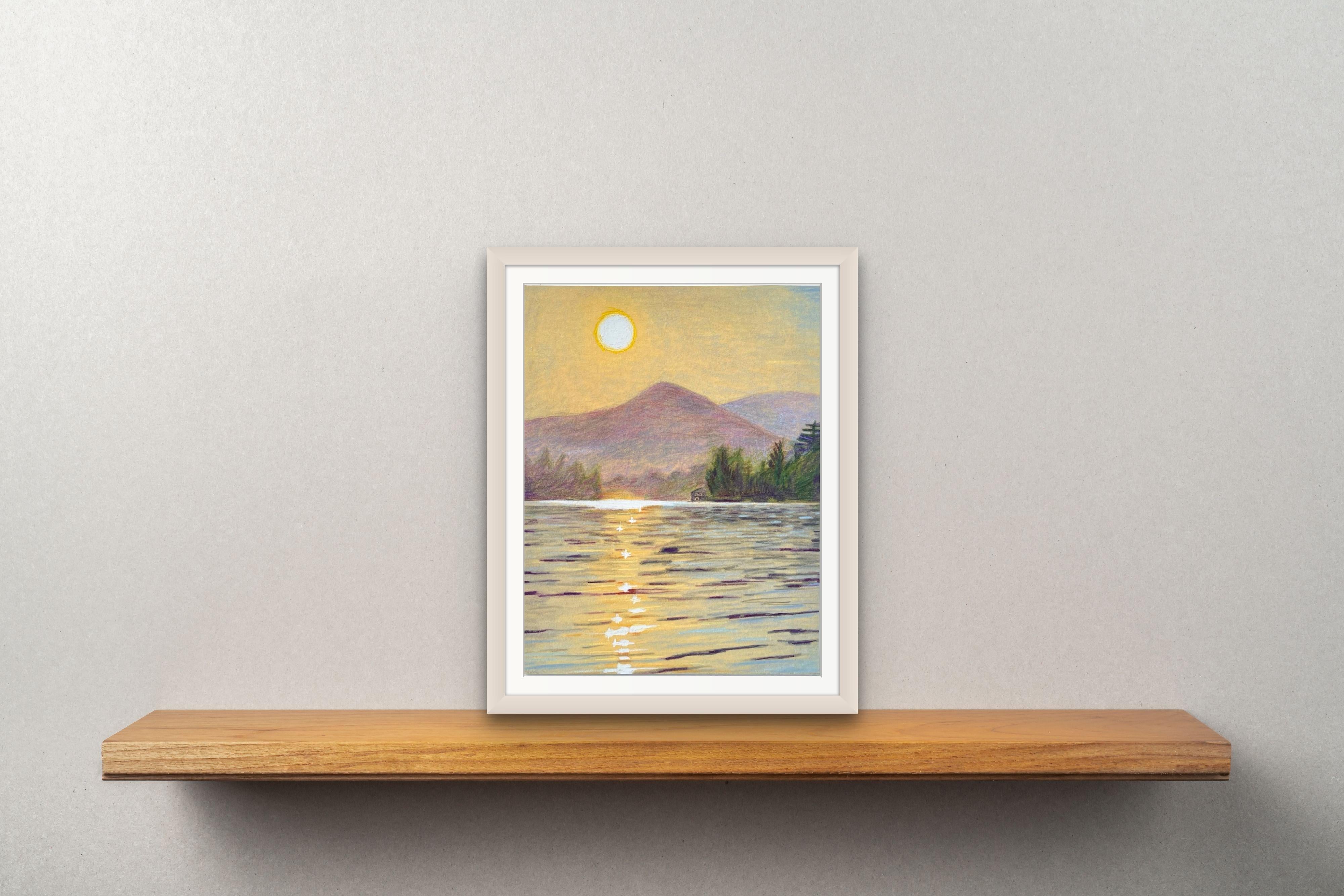 lake sunset drawing