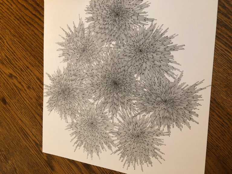 Jenifer Kent Flit, abstract geometric black and white ink drawing on