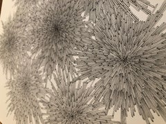 Flit, abstract geometric black and white ink drawing on paper, 2022