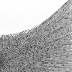 Swing, a highly detailed geometric black ink drawing on clay-coated panel