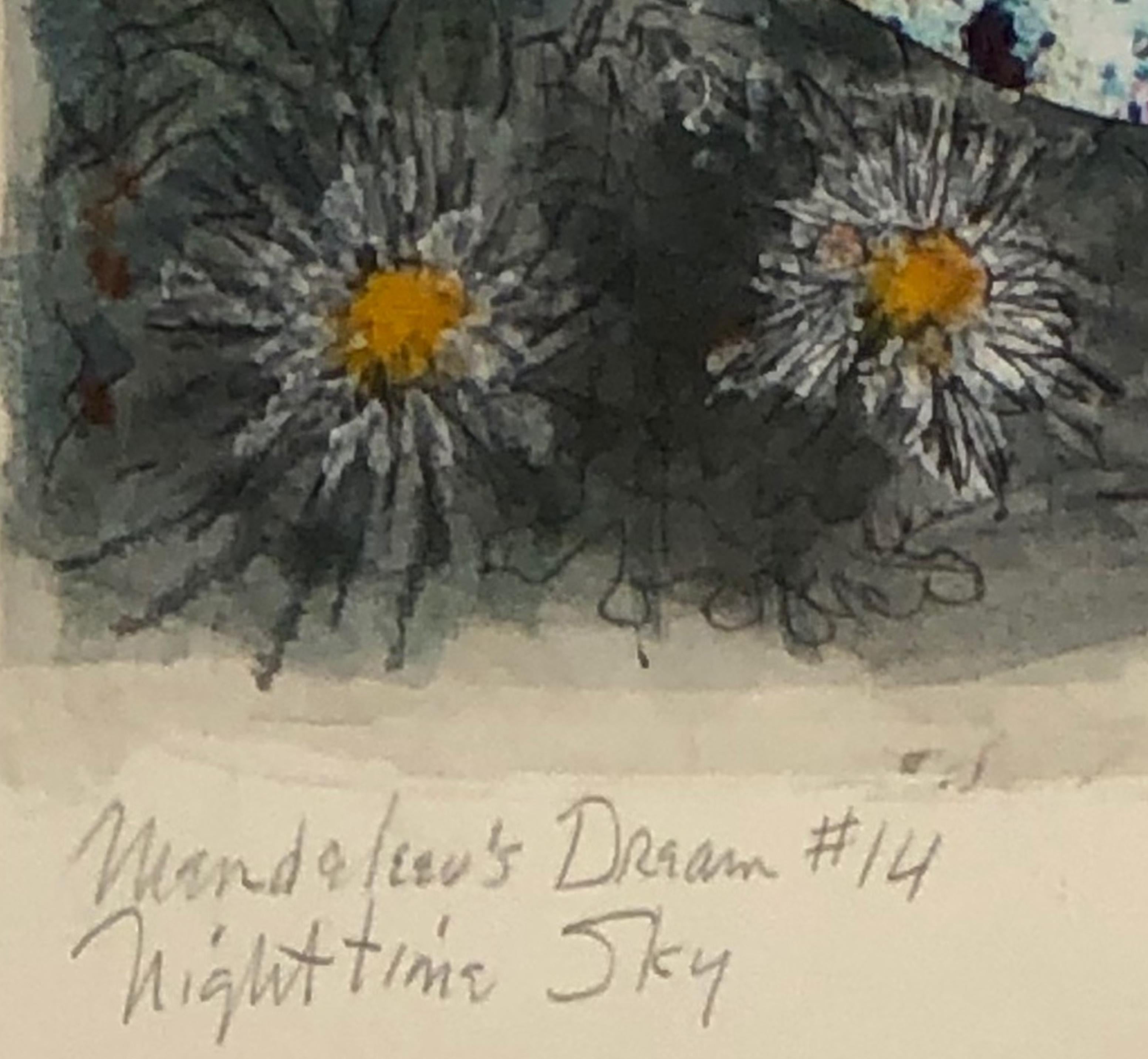 Ciel nocturne, série des rêves de Mendeleïev, collage à l'aquarelle sur papier stratifié. - Contemporain Art par Marcia Scanlon