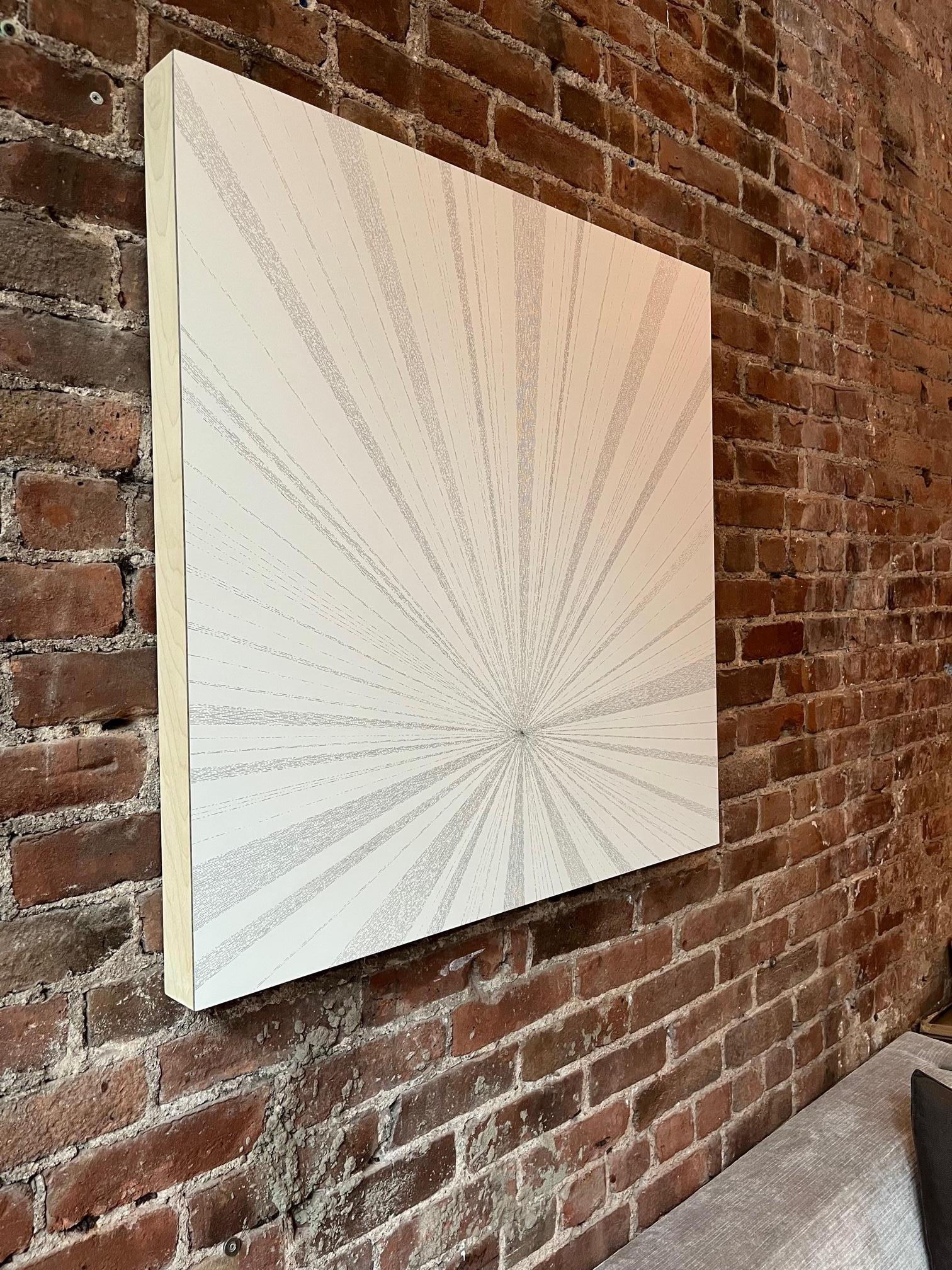 Spirit, un disegno geometrico a inchiostro nero altamente dettagliato su pannello rivestito di argilla. in vendita 1