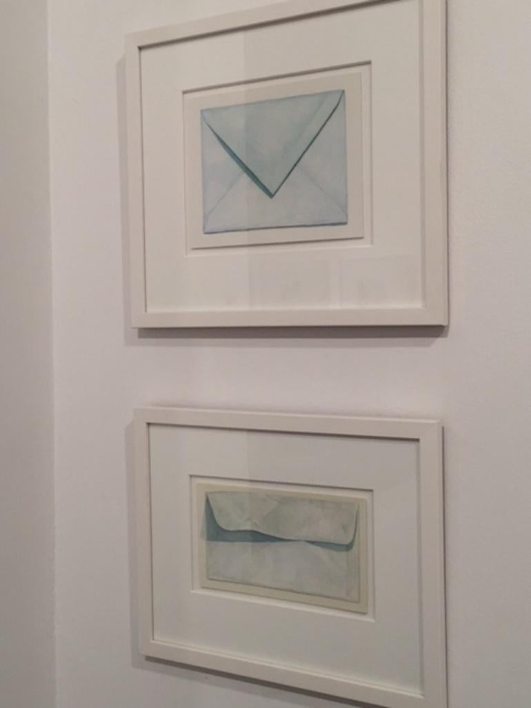 Light Envelope with Tape, realist watercolor and pencil still life, 2016 - Contemporary Art by Margot Glass