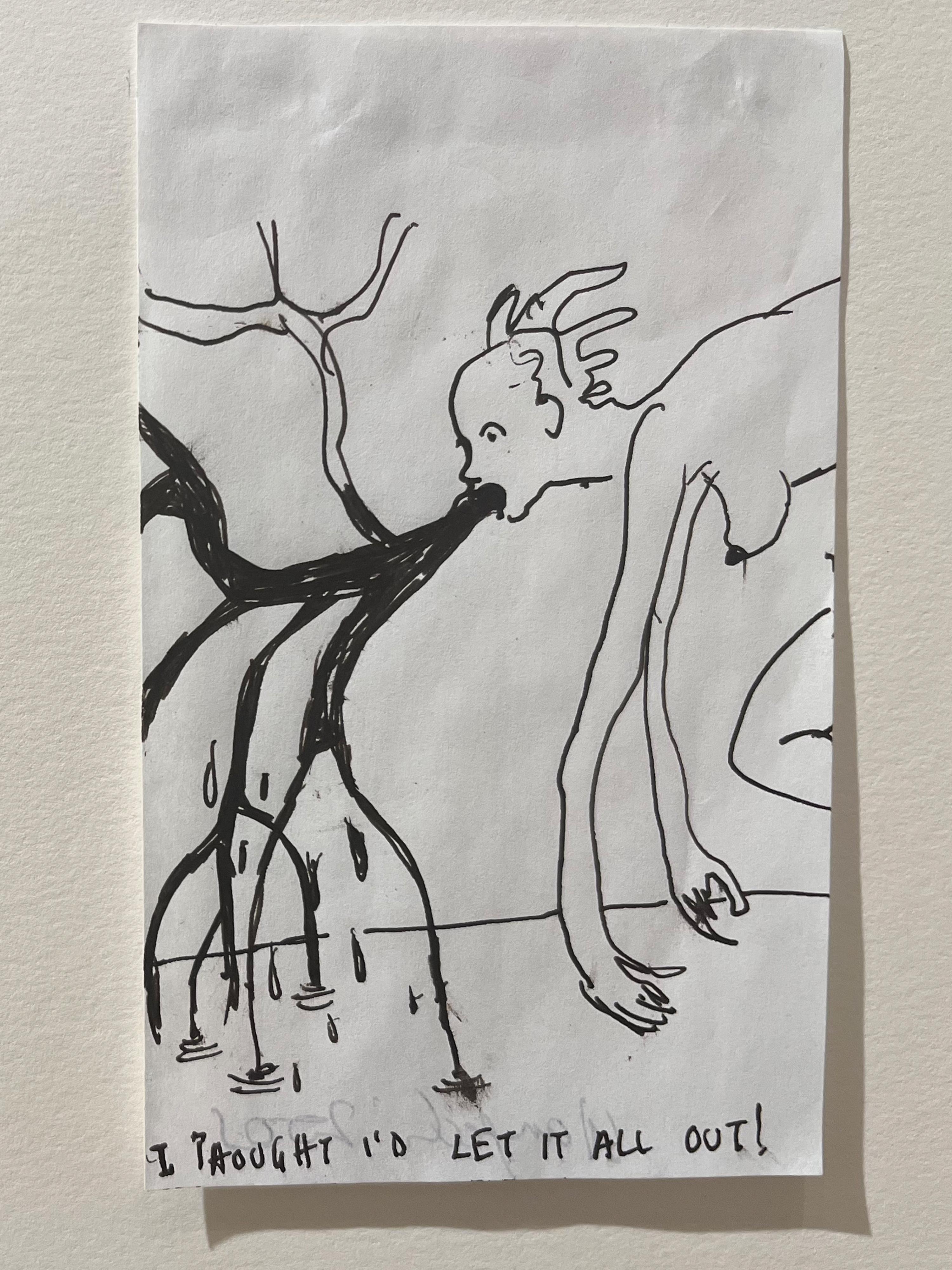 Wangechi Mutu, lot of 3 unique small ink figurative drawings, contemporary art For Sale 4