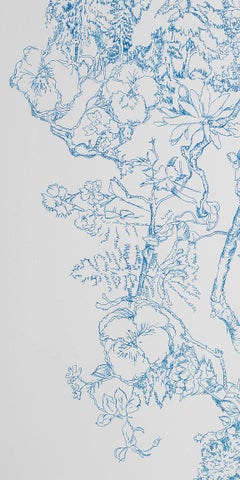 Kathleen Beausoleil, Springs, 2023, inchiostro blu su carta, disegno di paesaggio