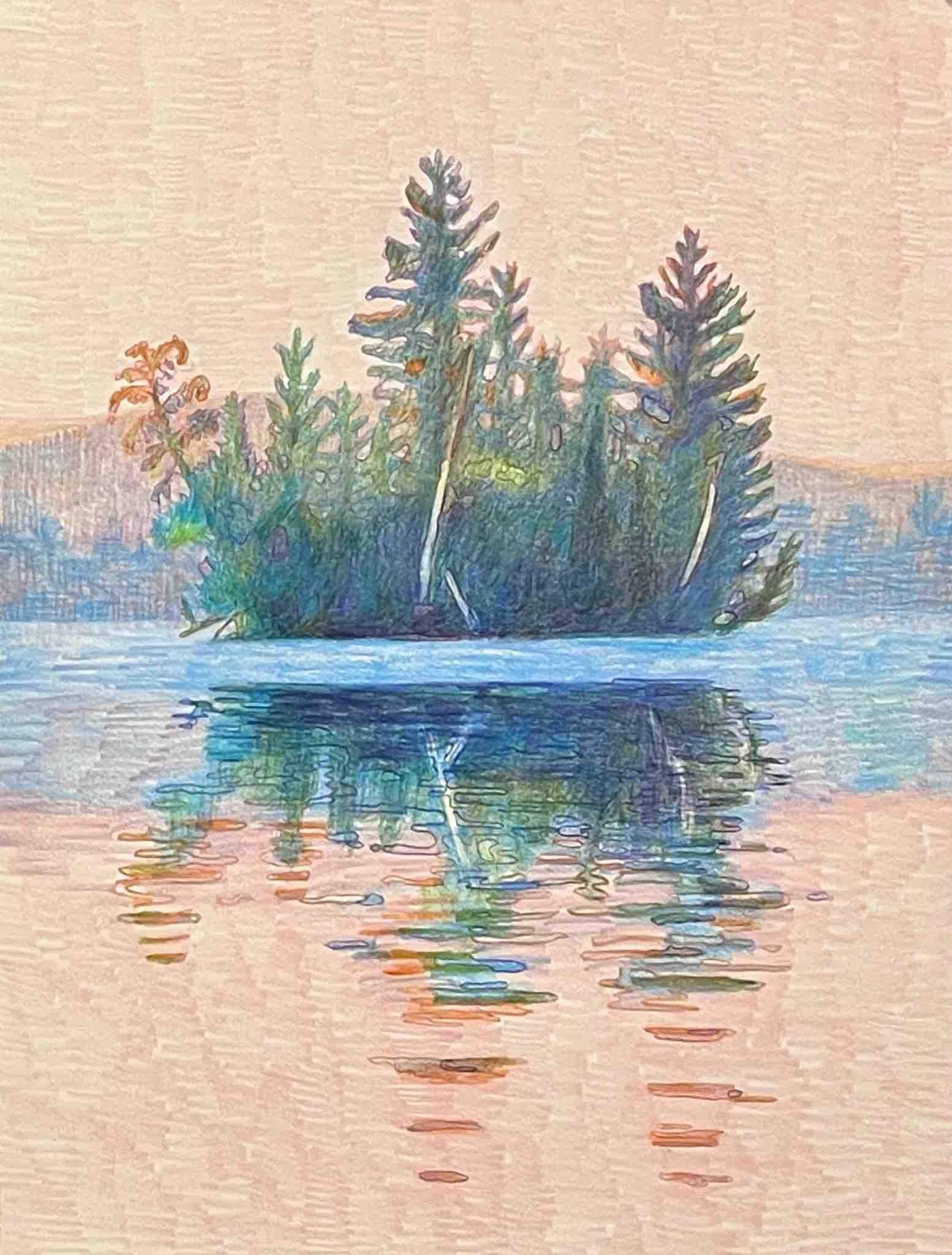 Morning, lebhafte abstrakte Landschaftszeichnung mit Buntstift 1