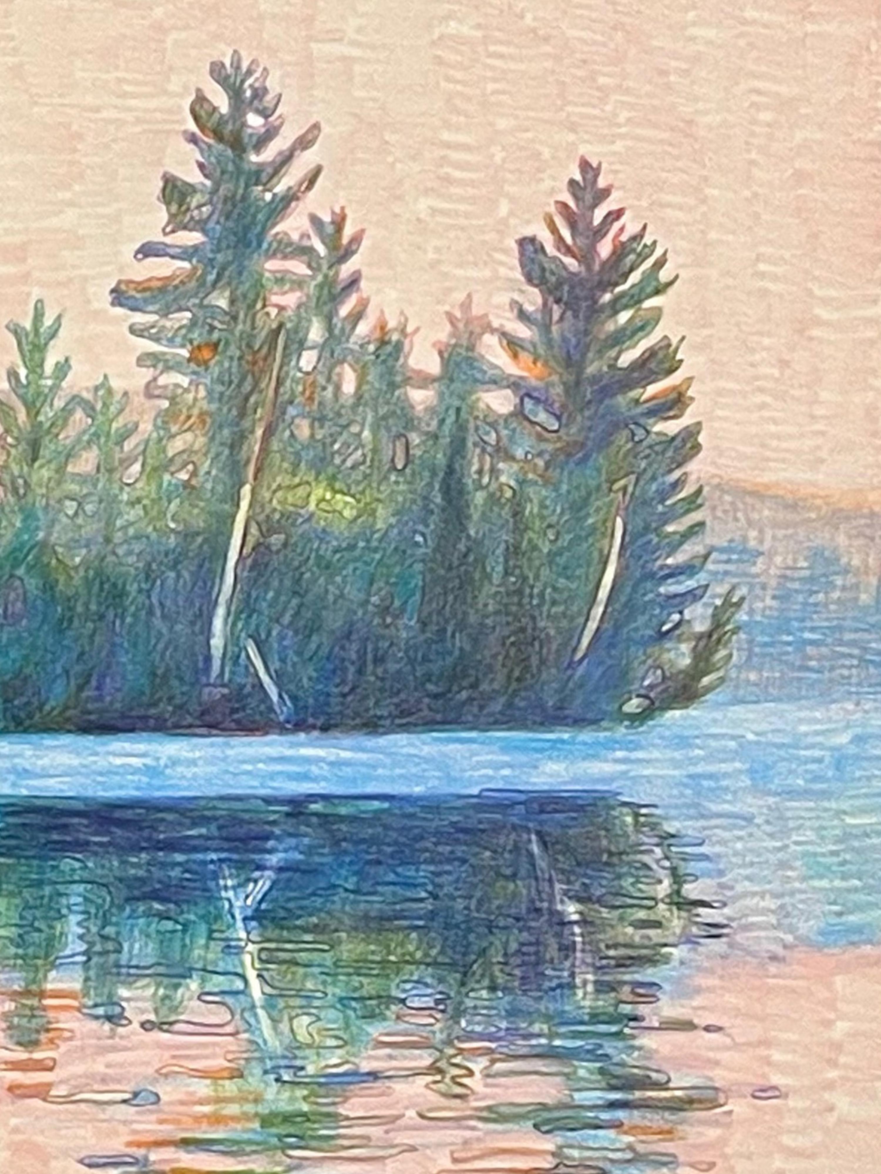 Morning, lebhafte abstrakte Landschaftszeichnung mit Buntstift (Impressionismus), Art, von Sandy Litchfield