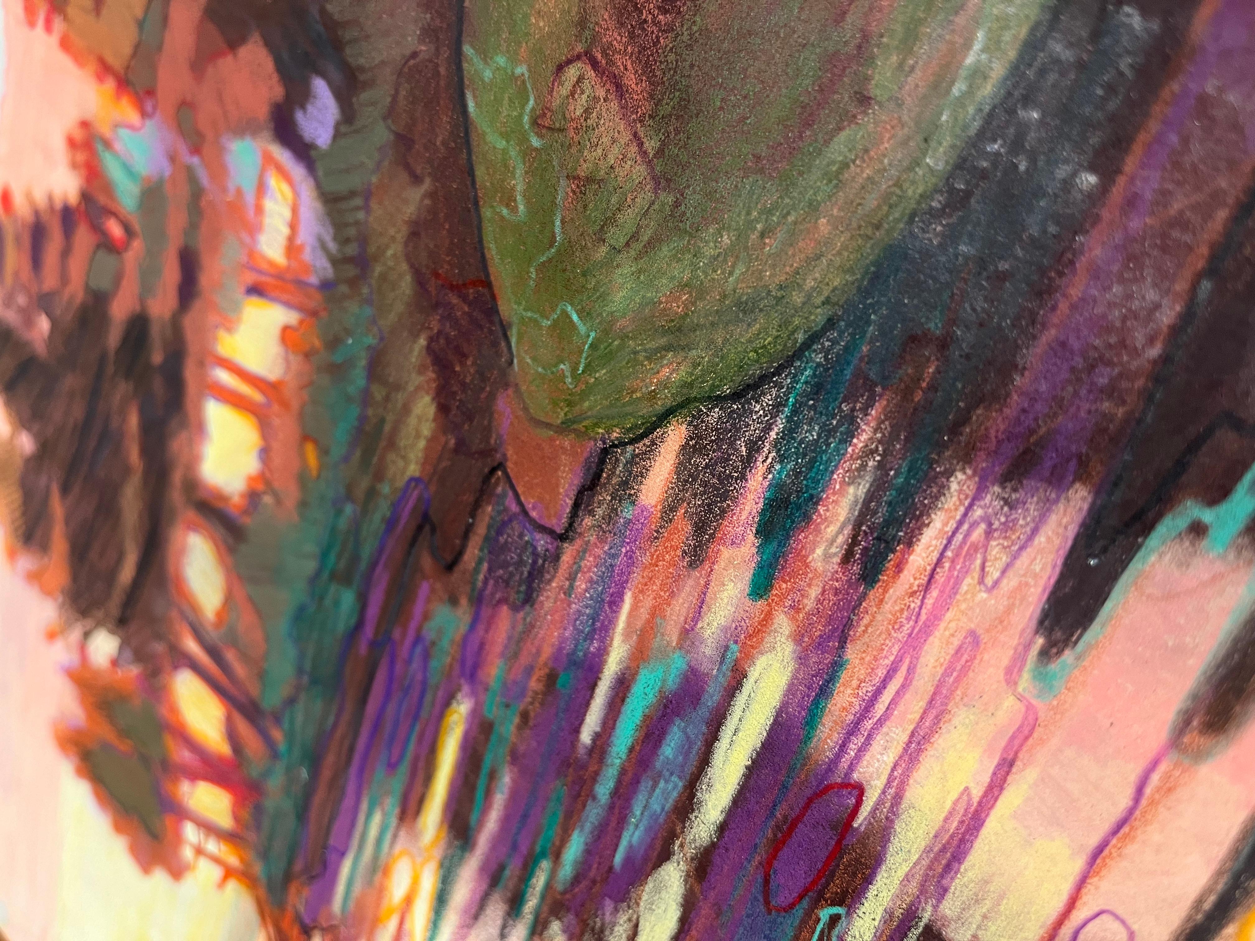 Mindoor, abstract landscape drawing w/ colored pencil and pastel - Art by Sandy Litchfield