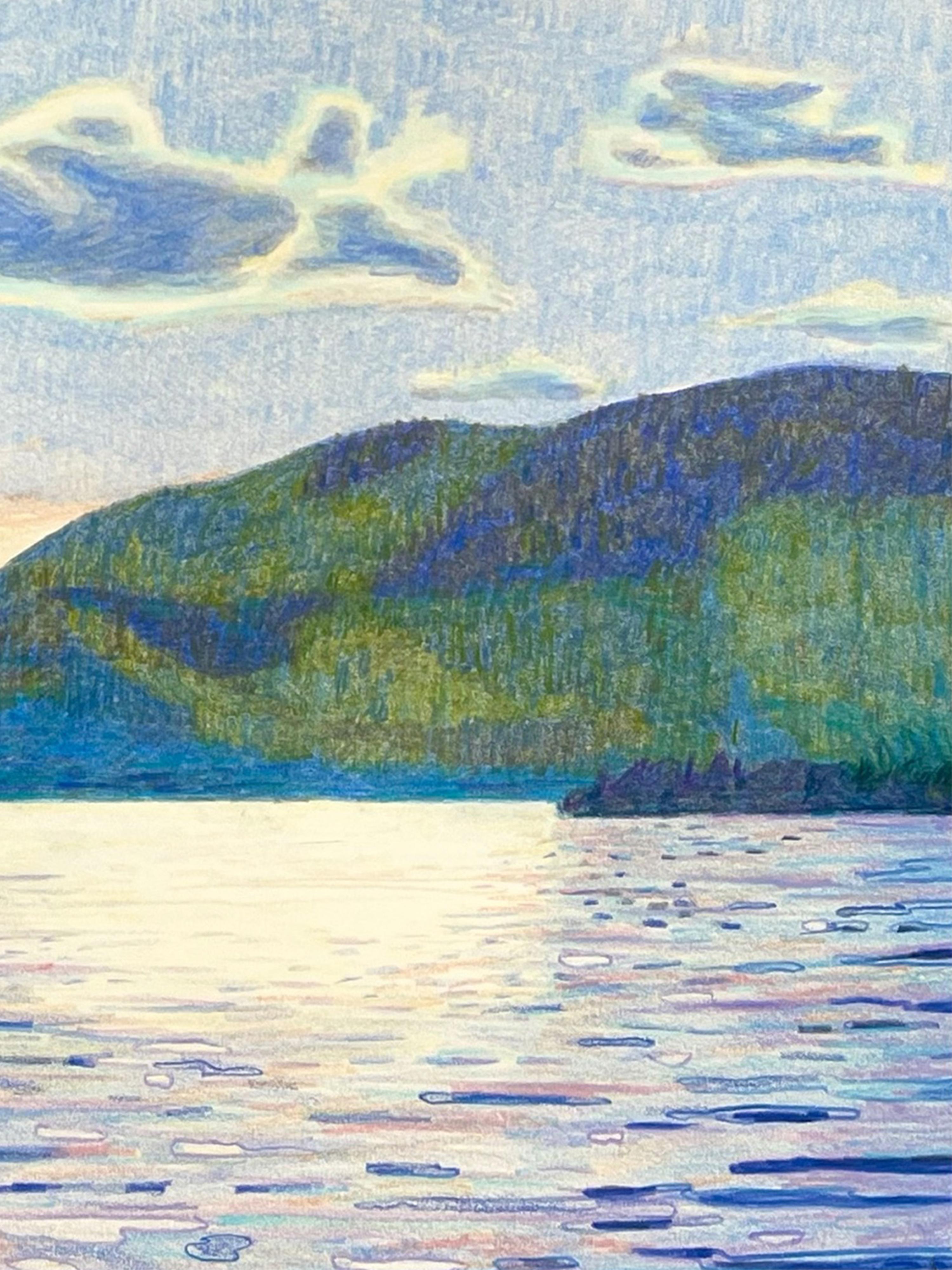 West Bay, dibujo abstracto de paisaje con lápiz de color y gouache - Art Impresionista de Sandy Litchfield