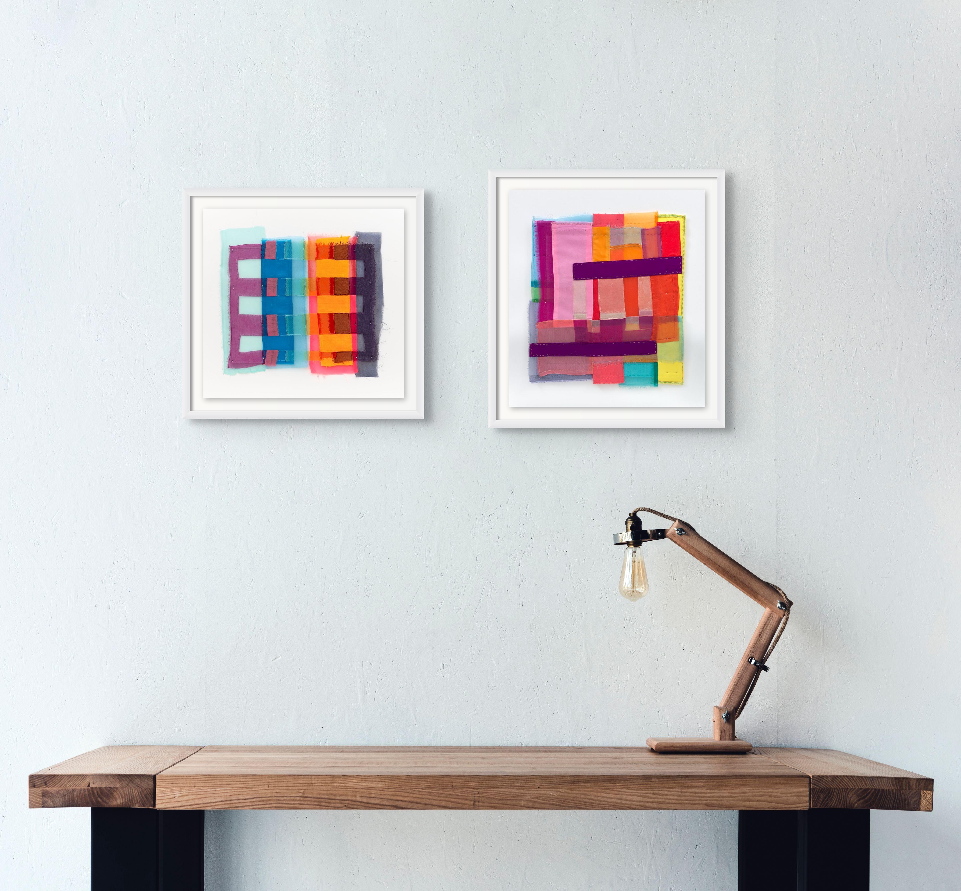 Linda Schmidt gioca con i legami emotivi e la memoria nelle sue opere più piccole e incorniciate. Nei loro involucri, ogni collage appare come un portale, un pozzo di emozioni e sentimentalismo. I suoi tessuti trasparenti e opachi si mescolano con
