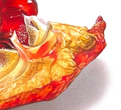 Pomegranate Section, Hyperreal Red Fruit Drawing in Colored Pencil on Paper